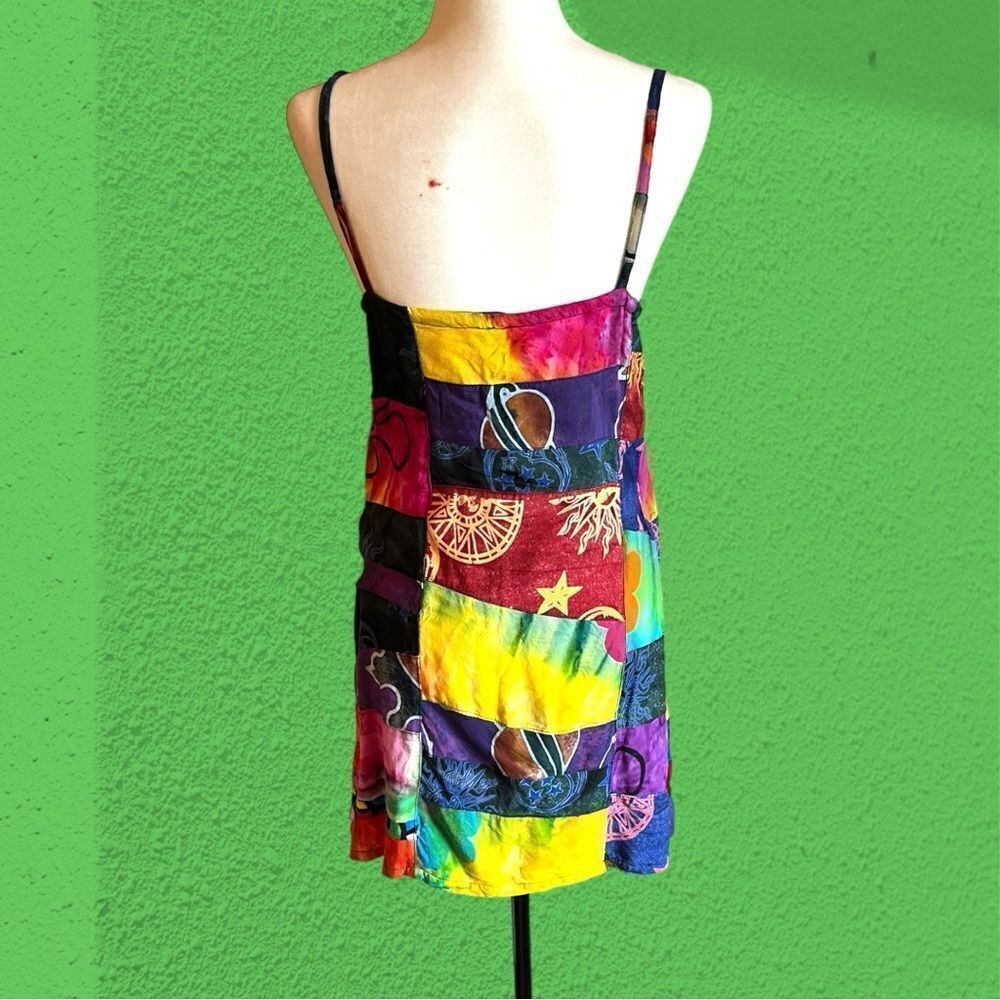 Vintage patchwork bright colourful micro mini dress - Picture 2 of 12
